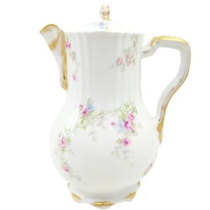 c. 1900 Antique Theodore Haviland Limoges Floral & Gold Ranson Coffee Pot